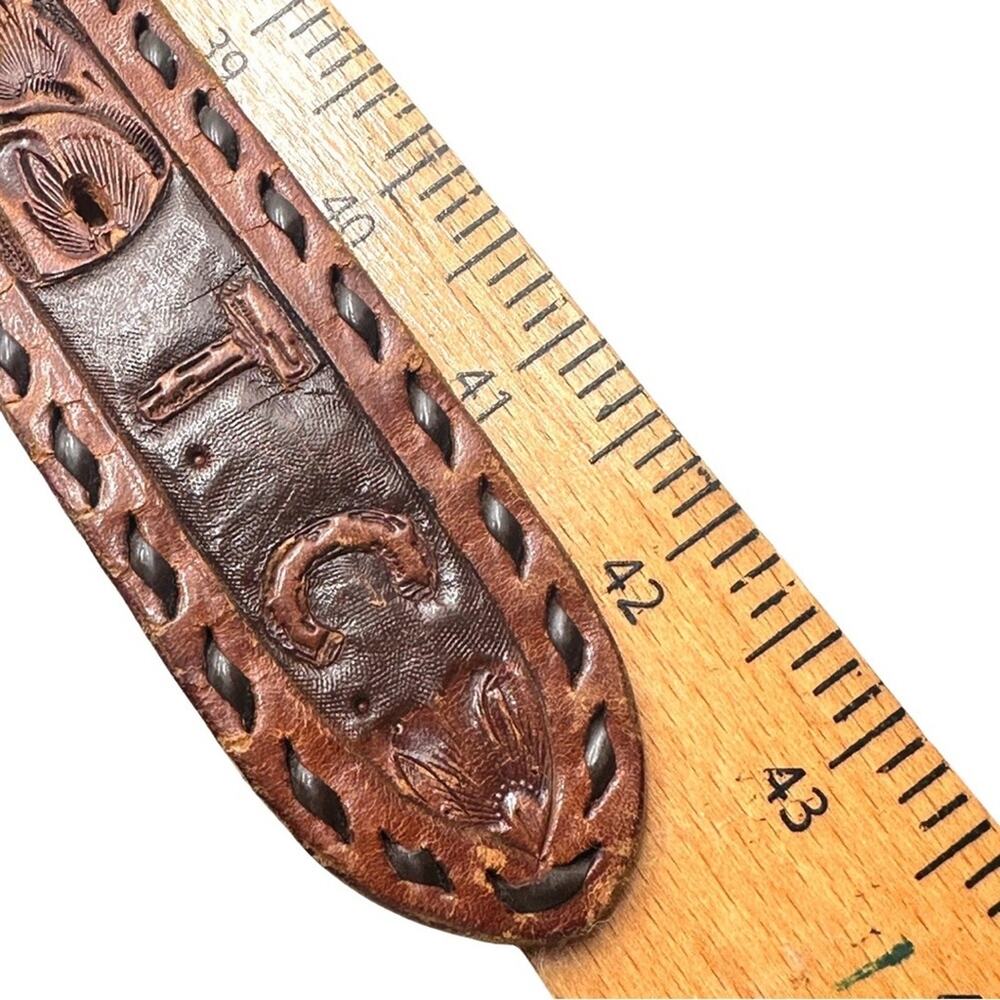 VTG -FRONTIER BUCKLE Native American vintage 70s Zuni Multi-Inlay Knifewing belt - Picture 8 of 14